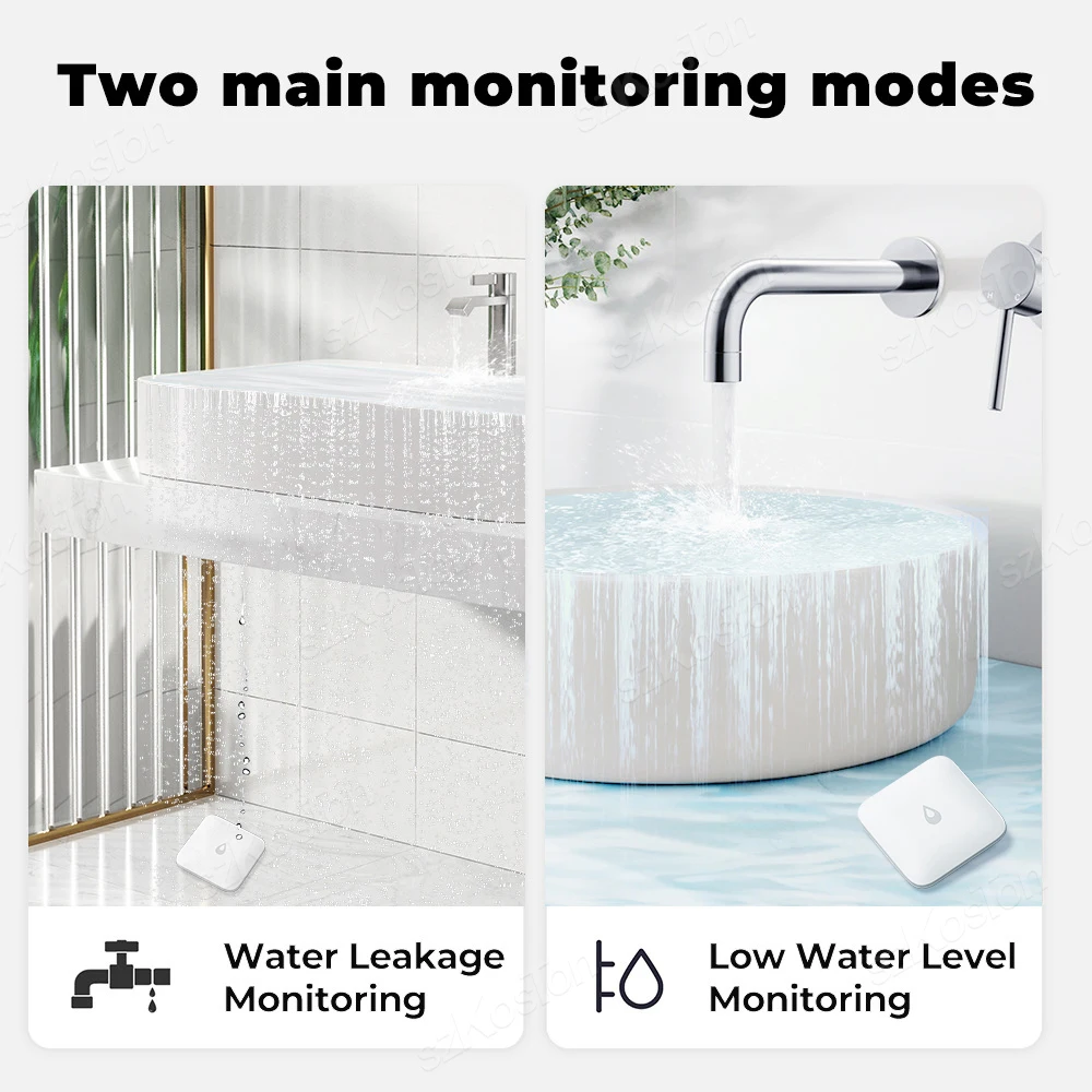 Ewelink APP ZigBee3.0 détecteur de fuite d'eau capteur de fuite d'eau sans fil pour la surveillance des débordements à domicile fonctionne avec l'assistant domestique