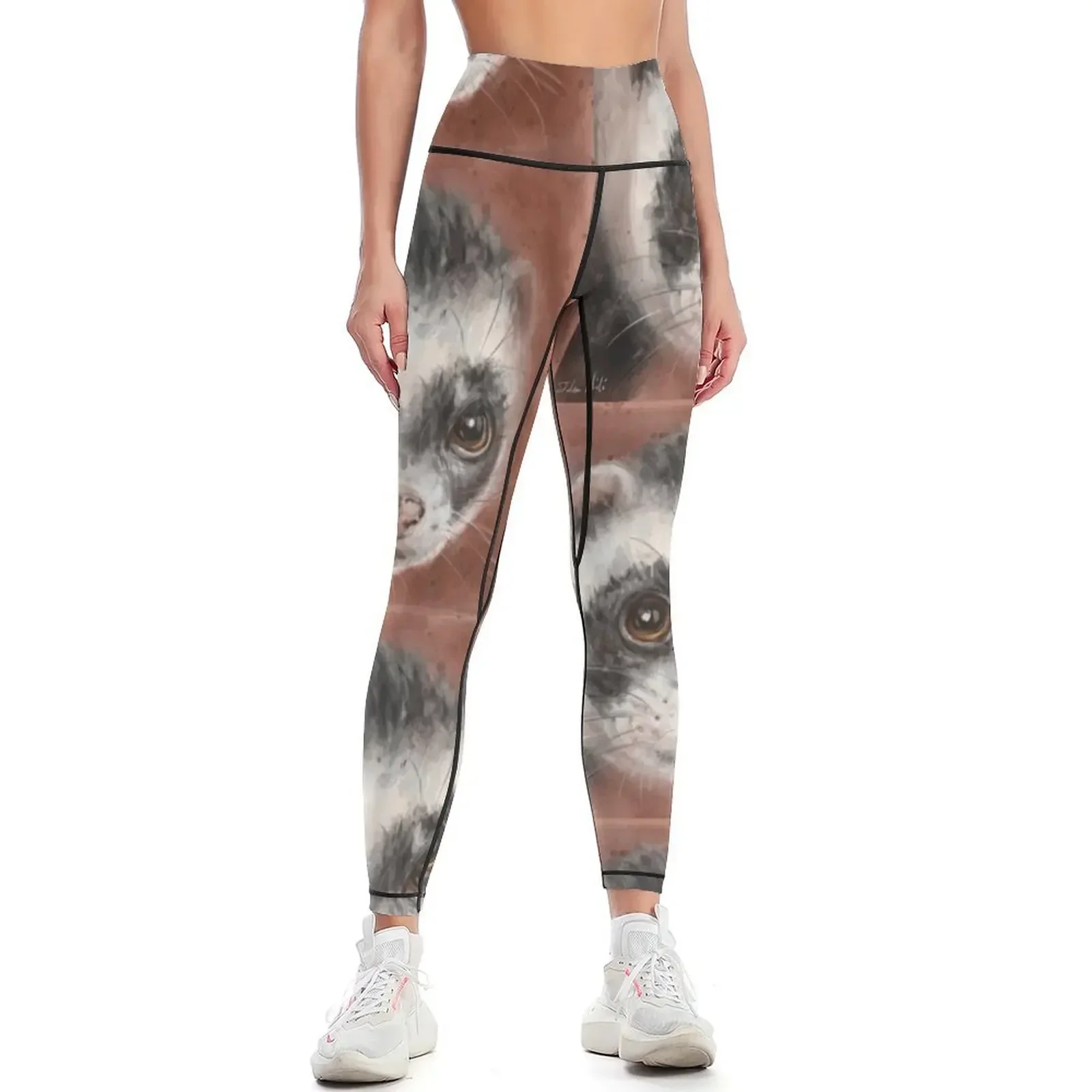 

Painting of a Cute Ferret Looking Directly at You Leggings leggins push up woman Sports female push up fitness Womens Leggings