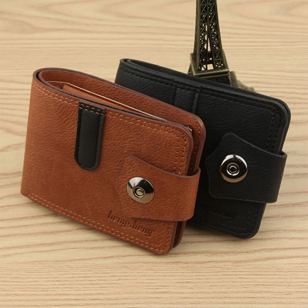 

Small Pocket Purse Men Short PU Wallet Multifunction PU Leather 2 Fold Wallets Credit Card Case Large Capacity