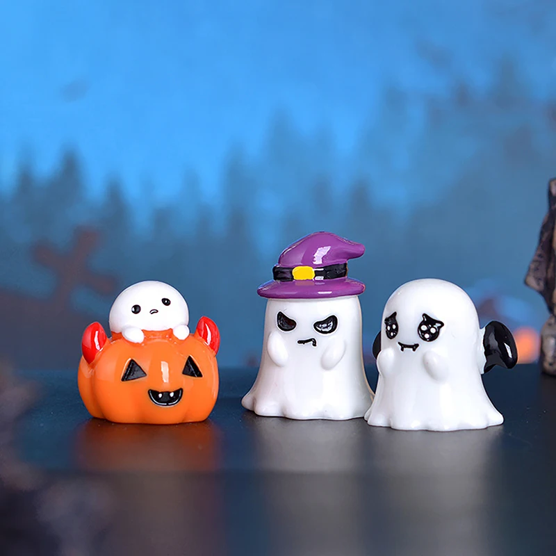 Halloween Micro Landscape Miniature Figurines Resin Craft Mini Fairy Garden Ornaments Cute Pumpkin Ghost Vampire Decoration