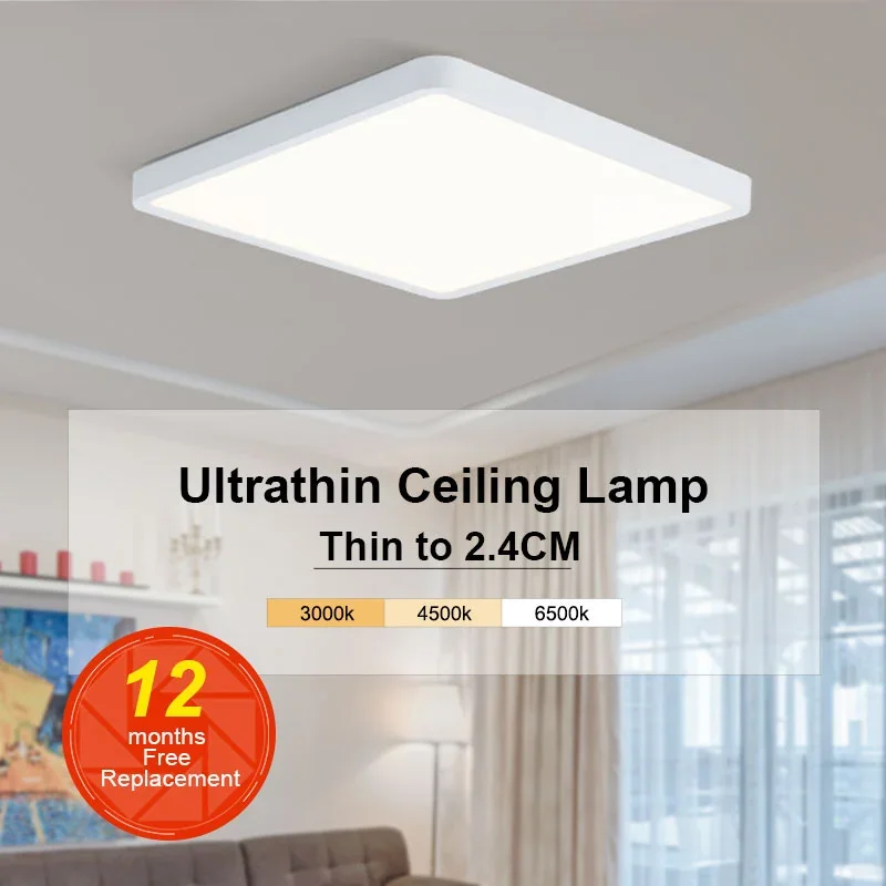 

Led Ceiling Lamp 2.4cm Ultra Thin 24w 36w Modern Panel Ceiling Lights For Living Room Bedroom Kitchen Indoor Lighting 85V-265V