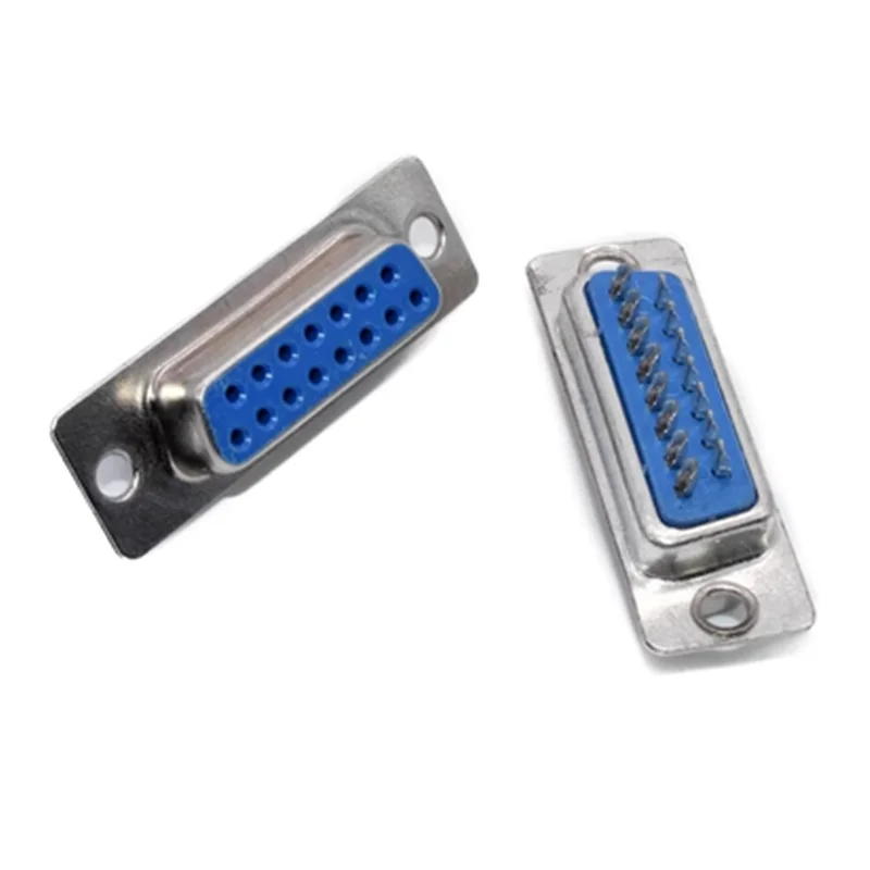 5pcs DB15 Hole/Pin Female/Male Blue Welded Connector RS232 Serial Port Socket DB D-SUB Adapter 15PIN