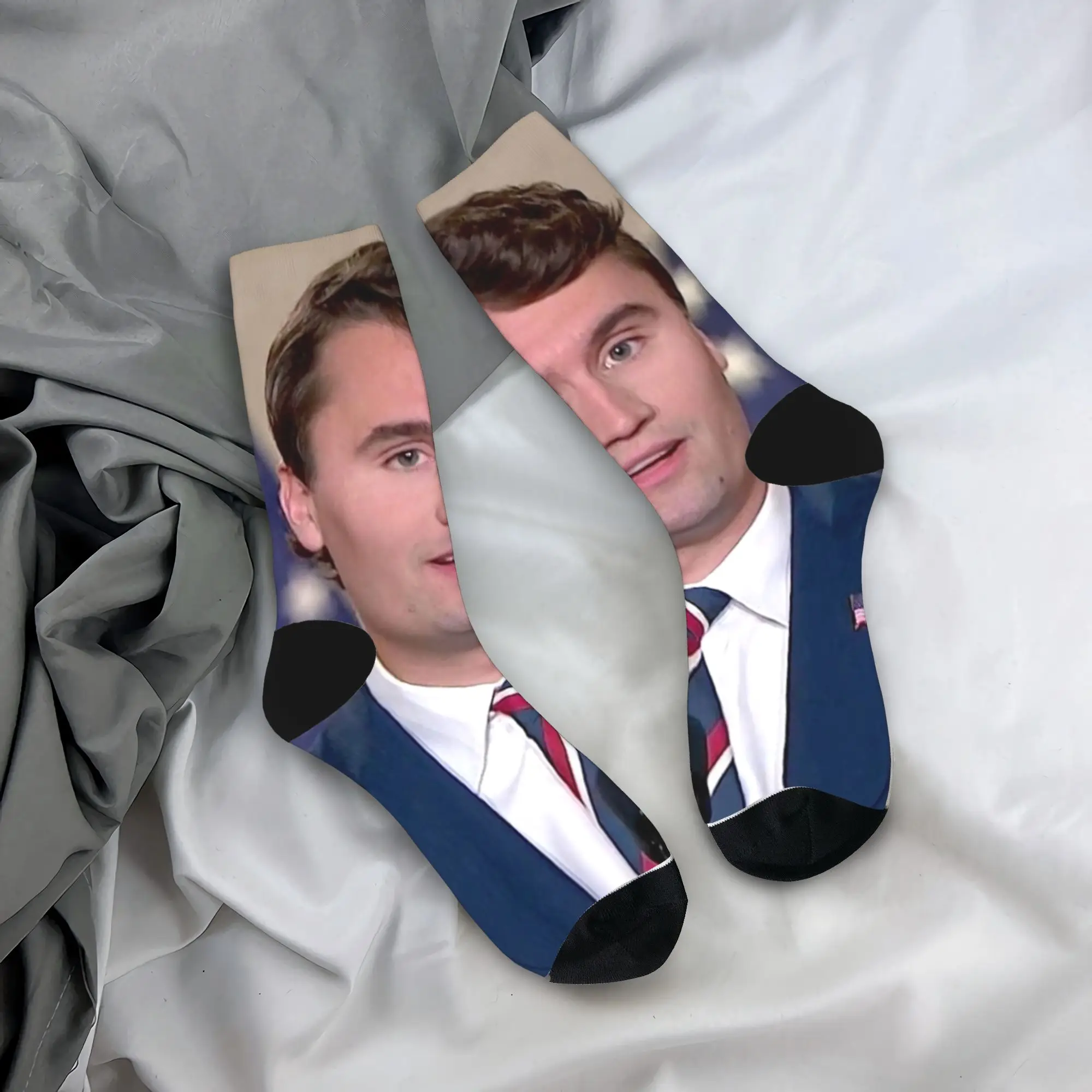 

Чарли Кирк, речевые носки с американским флагом, готические чулки, зимние нескользящие мужские носки, дышащие дизайнерские носки для скейтборда