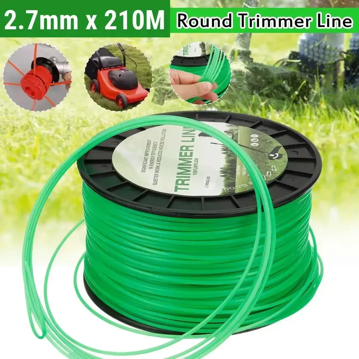 

Brush Grass Accessory Strimmer Rope Cutter Mower Trimmer Nylon Mowing Wire 210m*2.7mm Line Lawn Mowing