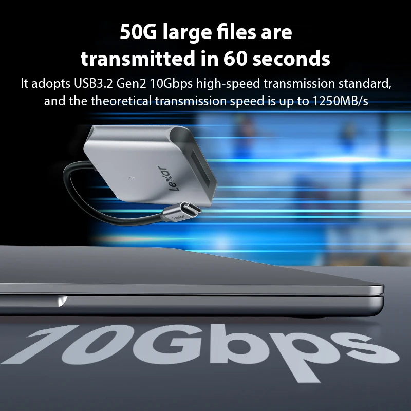 Lexar USB 3.2 Type-C CF قارئ بطاقات RW510 CFexpress Type-B قارئ بطاقات الذاكرة 10Gbps نقل قارئ معدني