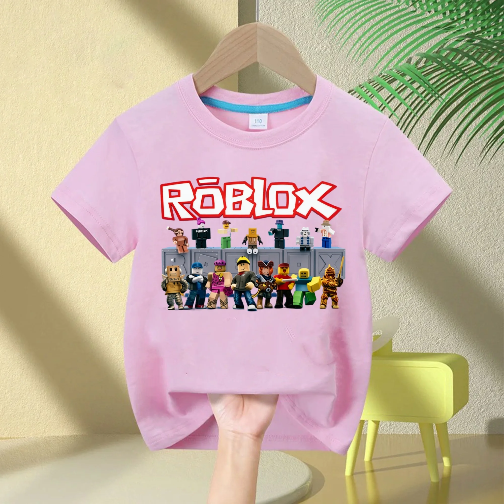Roblox 2026 Kinder-Baumwoll-T-Shirt, Kurzarm-T-Shirt mit Rundhalsausschnitt und Cartoon-Print für Jungen, Mädchen und Frauen, Lässiges und Bequemes Oberteil – Detail 10