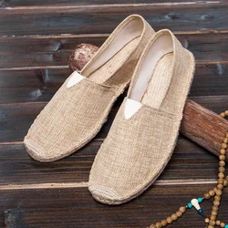 Lazy Shoes for The Elderly Light Personality Canvas Shoes A Slip-on Men Breathable Comfortable Thick Sole Linen Shoes Soft Shoes