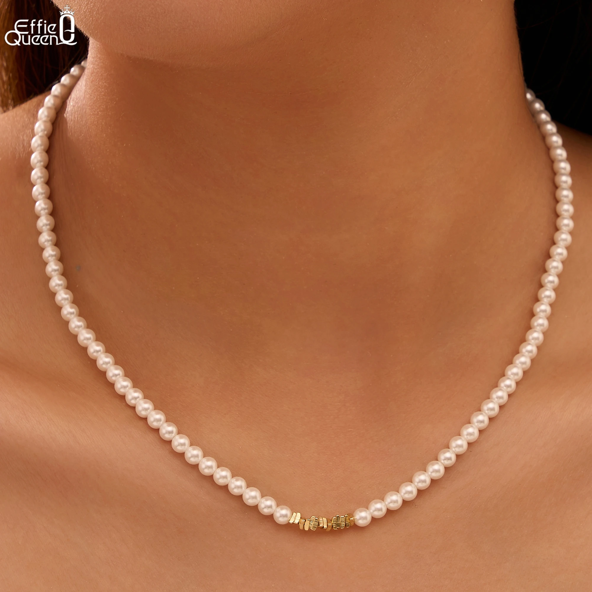 Effie Queen 100% S925 Silver 14k Gold Round Shaped Shell Pearl White/Pink/Purple Color Natural Jewelry for Women Banquet PSN09