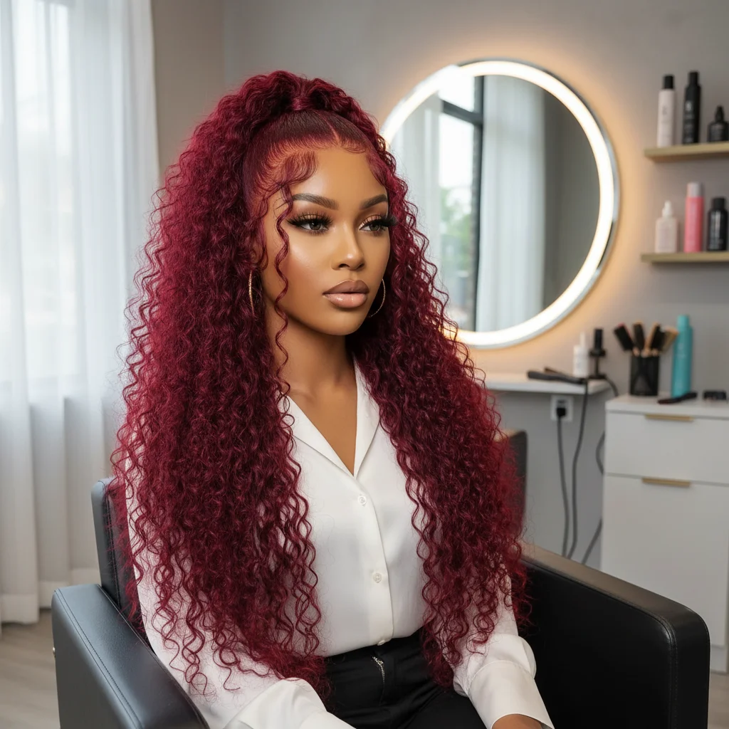 

Глубокая волна 99J Бордовый 13x4 Кружевные фронтальные парики Человеческие волосы 13x6 Вьющиеся 30-дюймовые HD Прозрачные парики фронта шнурка Бразильские для женщин