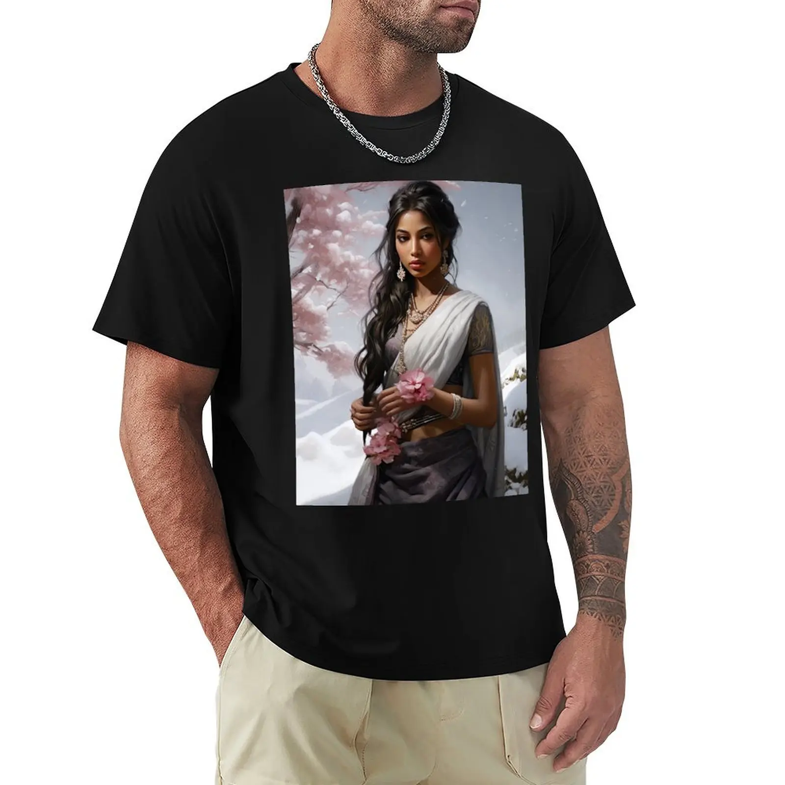 Silver Saree Serenity T-Shirt Soft Durable Cotton T-Shirt