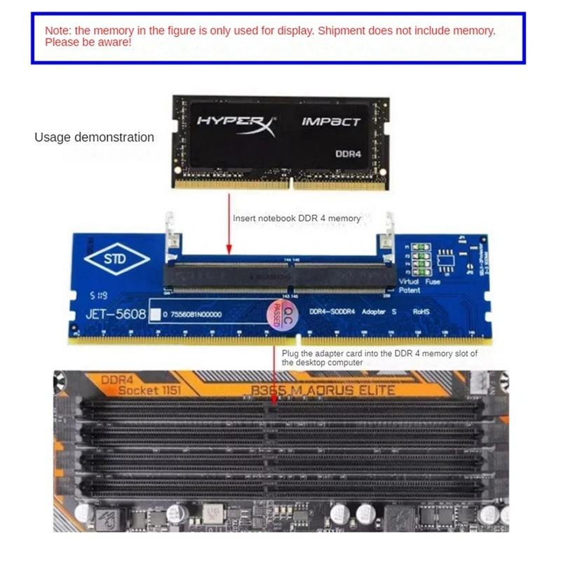 상단 메모리 스틱 테스트 어댑터 카드, 노트북 DDR4 메모리 스틱 테스트 어댑터 카드, 메모리 데스크탑 DDR4 변환기 카드