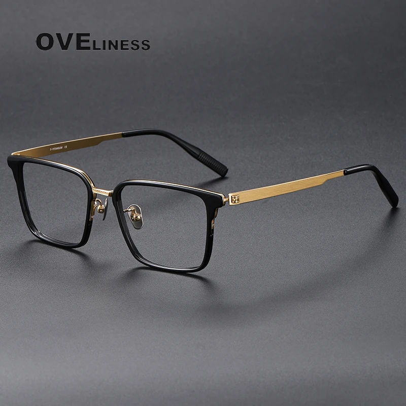 

Vintage Acetate Titanium Glasses Frame Men Square Myopia Prescription Optical Eyeglasses Frame Women 2024 New Luxury Eyewear