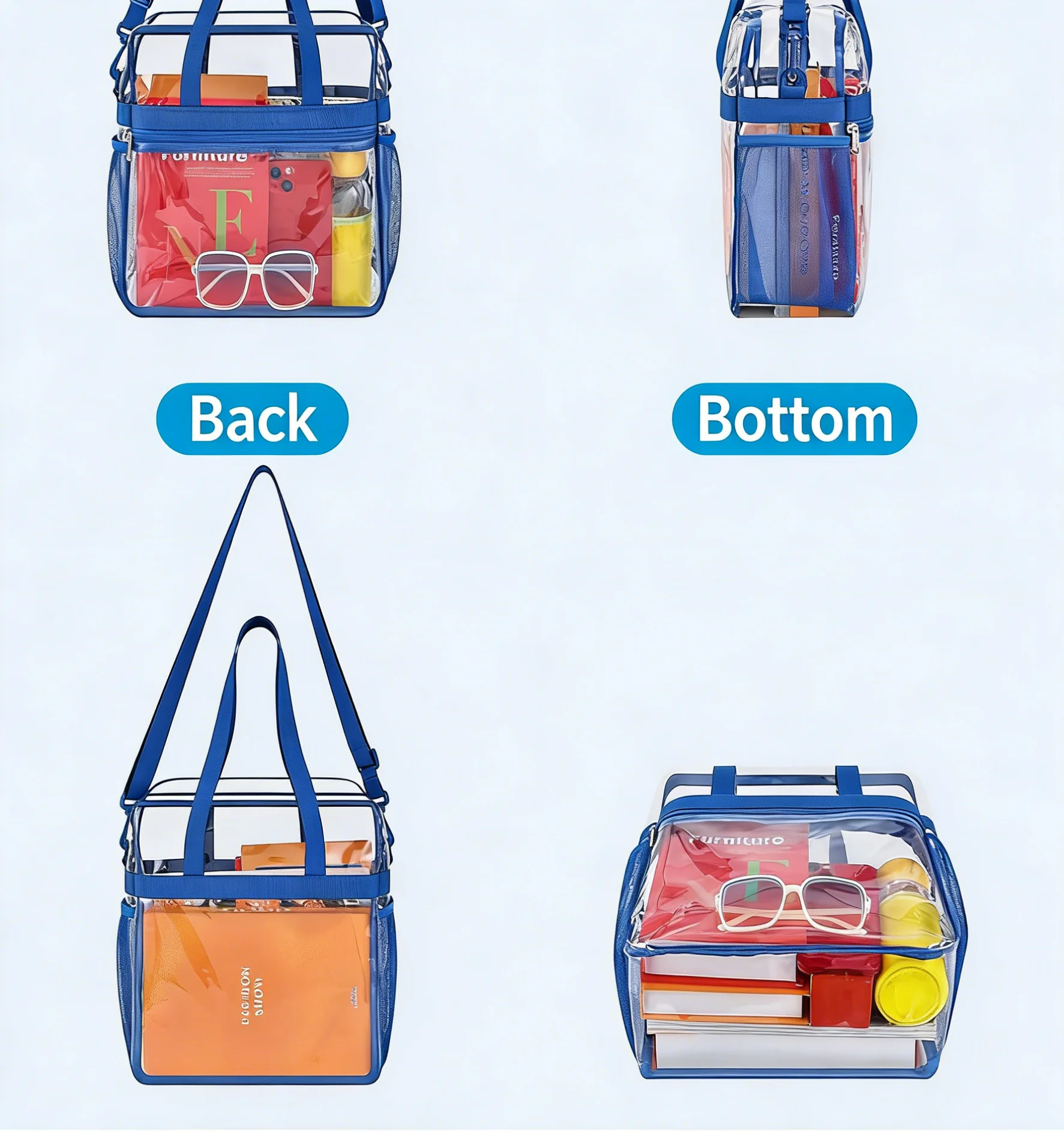 Rosa Tragbare PVC-Reisetasche für Konzerte, Sportveranstaltungen und Festivals, Große Kapazität mit Transparentem Design für Einfache Organisation und Reinigung – Detail 5