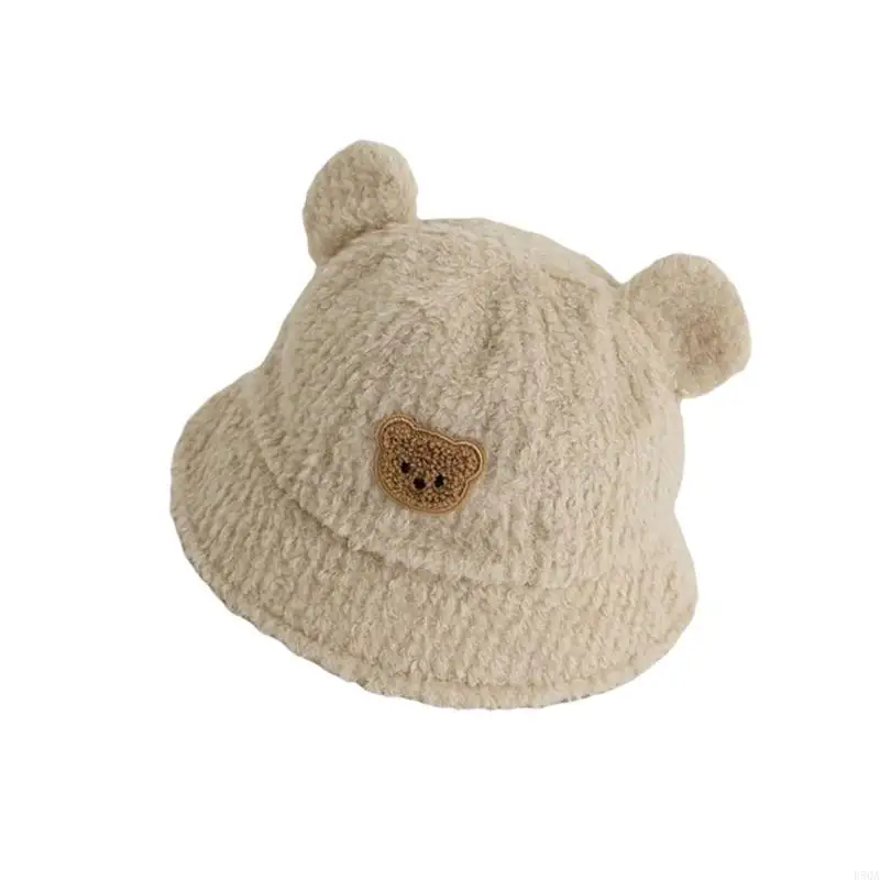 D5QA Mũ xô mềm mại và ấm áp cho trẻ 3-8T Mũ lưỡi trai lót lông cừu thoải mái Mũ đội đầu thoáng khí cho thời tiết lạnh