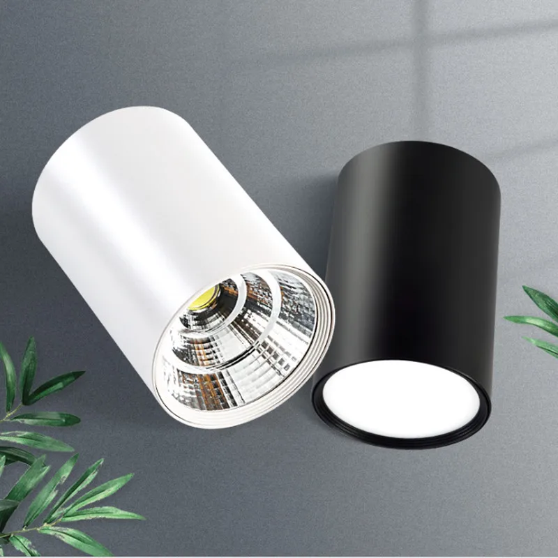 Dimmable Surface-Mounted Downlight, Round LED No-Punch Ceiling Floodlight, Commercial Office Corridor Ceiling Bucket Light