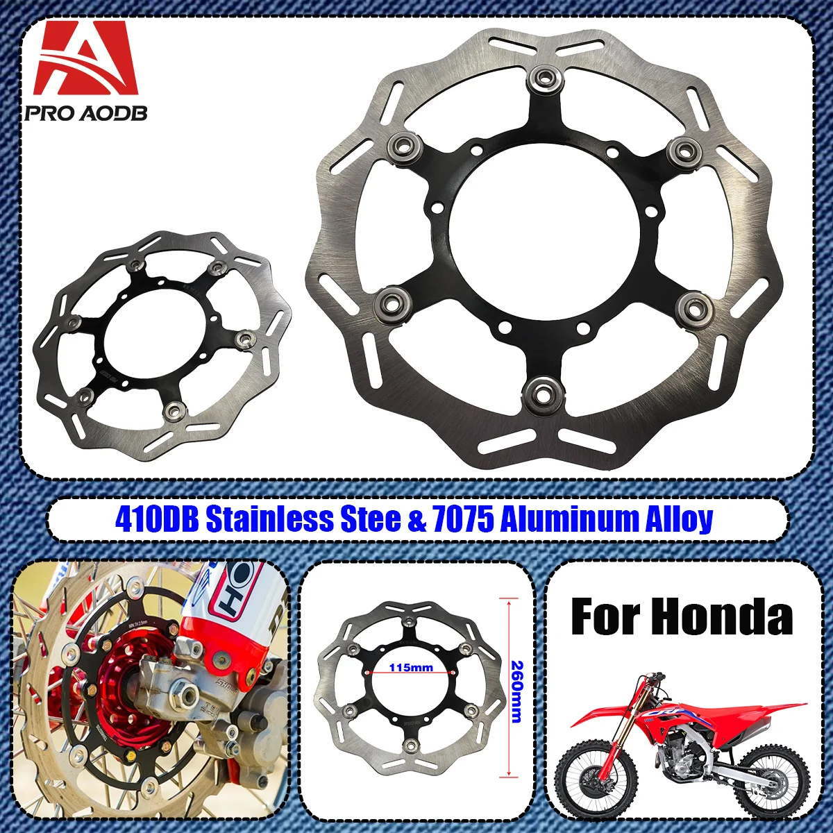 

For Honda CR CRF250R 450R 250X 450X 450RX 2002-2023 Motocross Rotor Disk Front Floating Brake 260MM Disc Brake Caliper Bracket