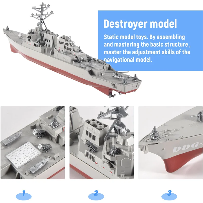 Guided Missile Destroyer Ship Model Static  With Display Stand Warship Model DIY Educational  Hobbies Children Gift-Hot