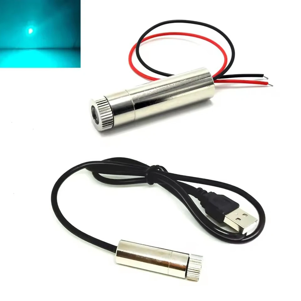 488nm 30mW Focusable Dot Cyan-Blue Light Laser Diode Module Woodwork with 5V Cable / USB Interface