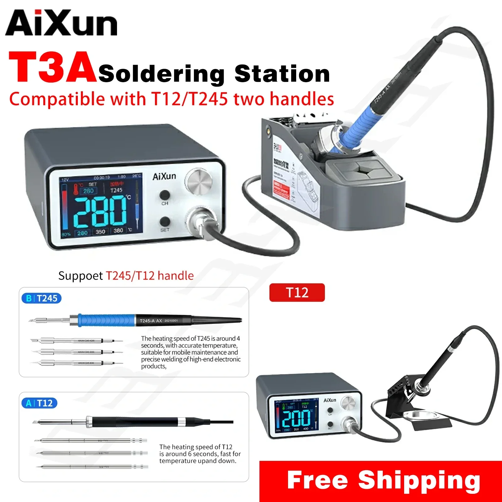 JC AIXUN T3A Intelligent Soldering Station Applicable to T245 Handle Welding Pen For Phones BGA Soldering Iron Repair Tools Set