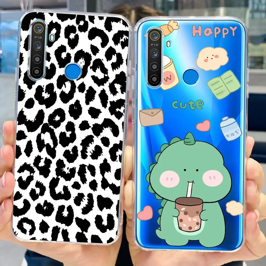 Realme 5 Pro için Kılıf Lüks İnce Tampon Yumuşak Şeffaf TPU Coque Oppo Realme 5i 5s 6i Realme 5 Arka Kapak Astronot Tampon