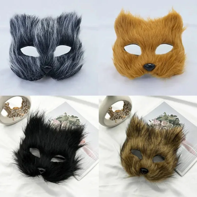 الثعلب الوجه 5/10 قطعة وسادة نصف الوجه هالوين الدعائم حفلة شعر وسادة تأثيري غطاء رأس القبعات ل قناع تنكري