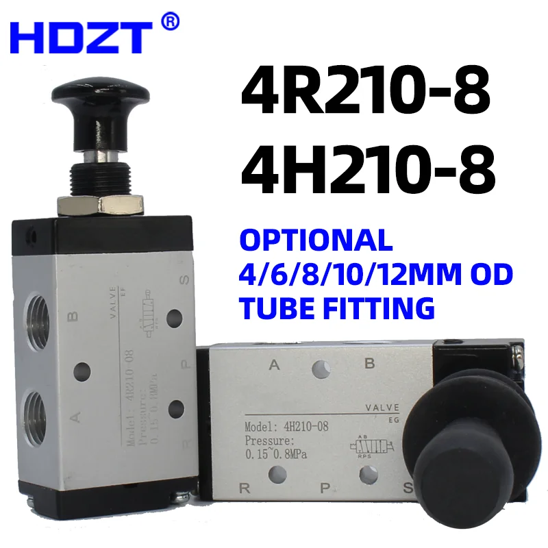 

4H210-08 4R210 Pneumatic Hand Valve 5/2 Way Push Pull Lever Manual Air Directional Control Switch 1/4" PT Aluminum