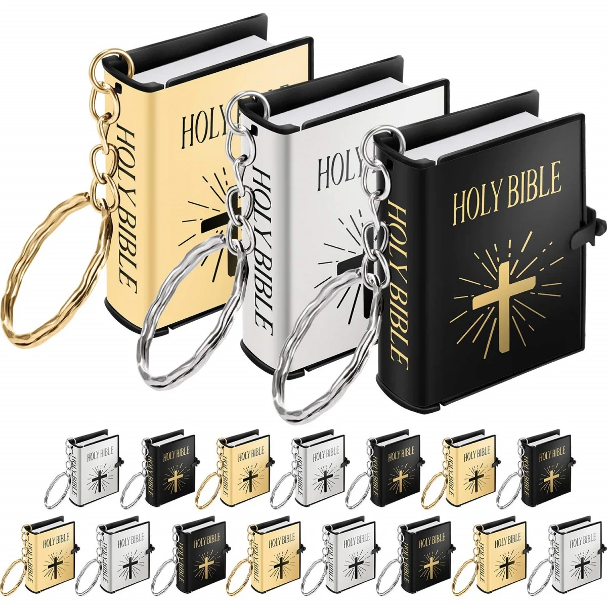 New Bible Keychain Can Read Miniature Gift Miniature Book Key Ring for Church Souvenir Gifts Handbag Pendant Xmas Church Gift