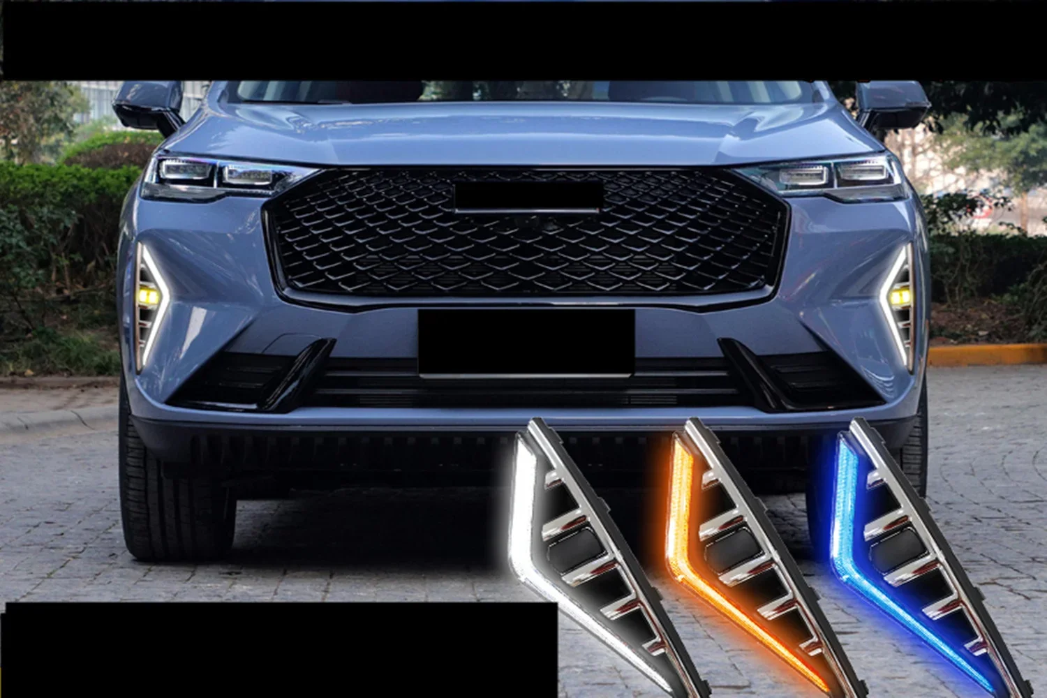 

2 шт. светодиодные дневные ходовые огни DRL дневного света для Haval H6 2021 с желтой лампой указателя поворота и синим ночным режимом