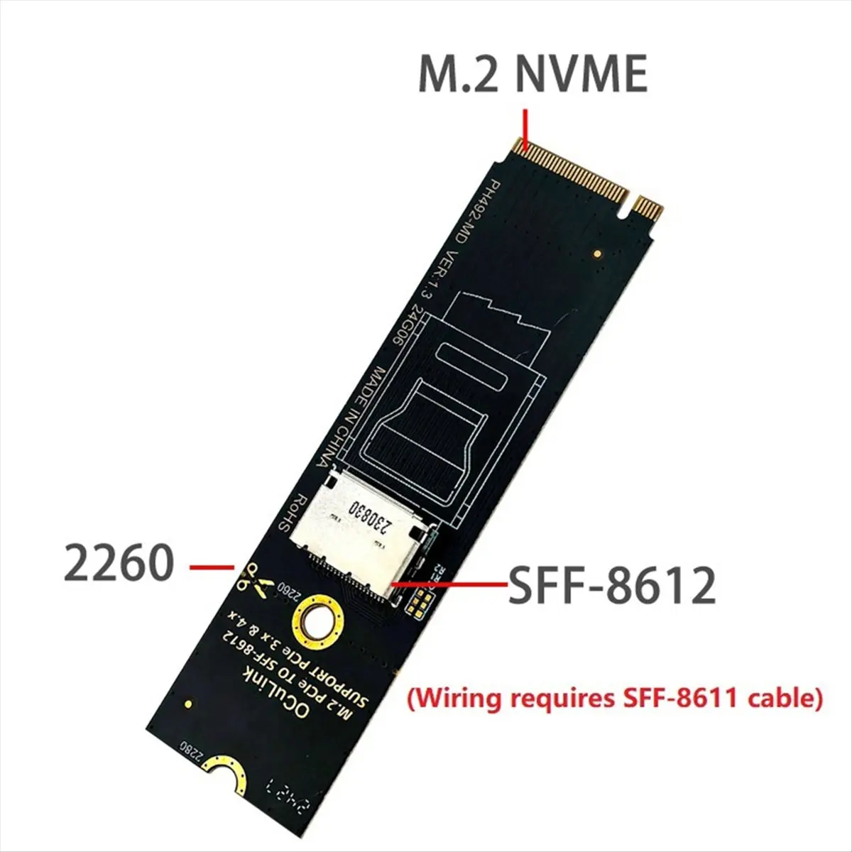 *ABDH M.2 NVMe PCIe إلى Oculink SFF-8611 SFF-8612 محول M.2 Mkey Nvme إلى SFF-8612 محول لـ NVME U.2 U.3 SSD #4