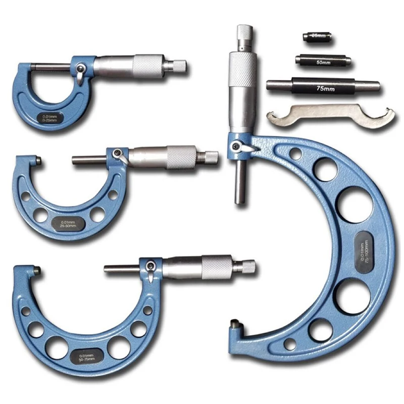 

0-100MM Outside Micrometers Set Essential Testing and Measuring Tools