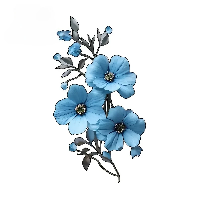 

Blue Flower Car Sticker Cartoon Motorcycle Helmet Skateboard Waterproof Vinyl Decals Occlusion Scratch Car Styling