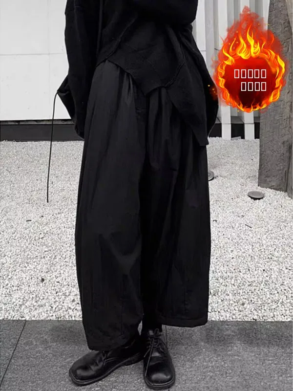 سراويل كاجوال من مزيج القطن بأرجل واسعة وخصر مطاطي فضفاض مستقيم الساق للنساء مقاس كبير...