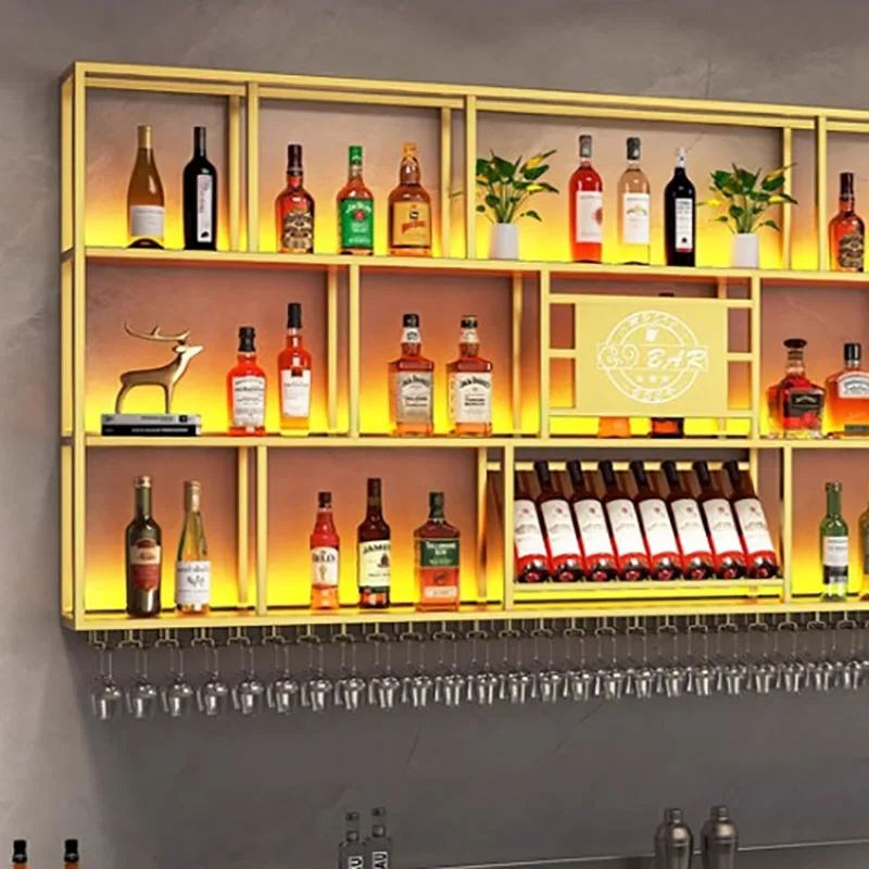 Bar Restaurant Wine Cabinets Unique Modern Whisky Living Room Wine Rack Cellar Wall Mounted Adega Club Barzinho Liquor Furniture