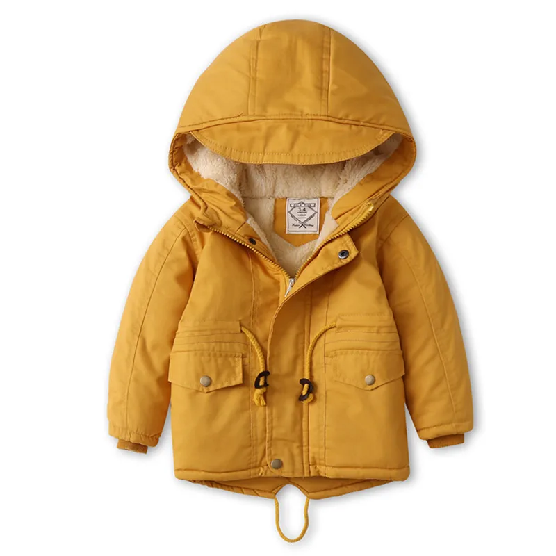 RAISE Autumn Winter Children Girl Jacket Coat Cotton Fleece Thicken Warm Toddler Girl Outerwear Coat Solid Hooded Kid Girl Parka