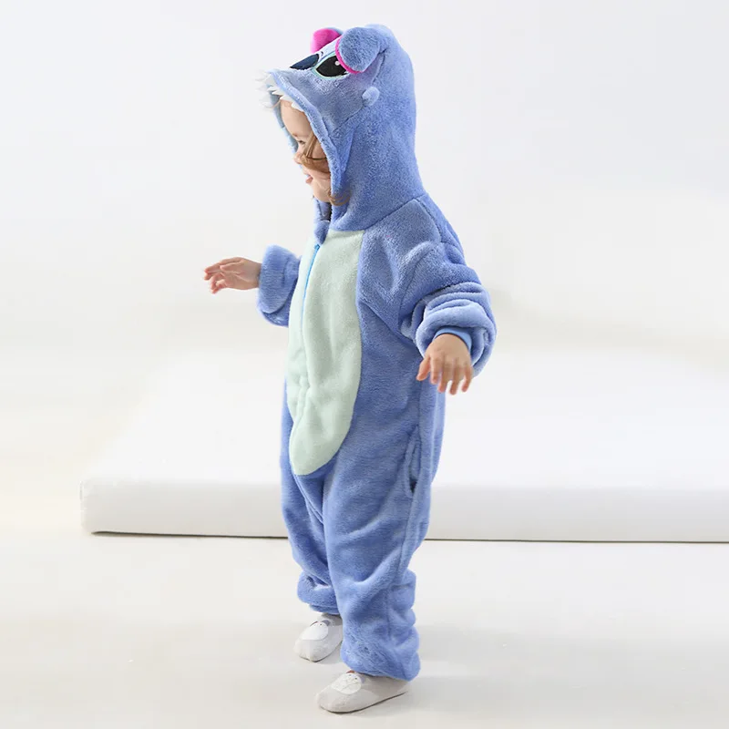 Stitch pakaian Jumpsuit anak-anak Disney baju monyet lucu Lilo & Stitch Anak laki-laki perempuan setelan olahraga kartun kostum Cosplay Stitch hadiah