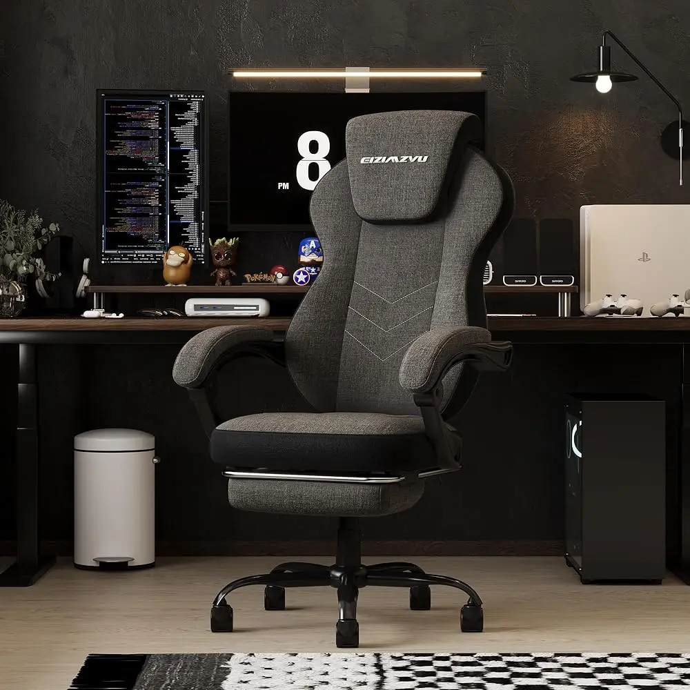 

Ergonomic Office Chair With Adjustable Headrest And Footrest, High Ba Computer Desk Chair With Linkage Armrests, Reclining