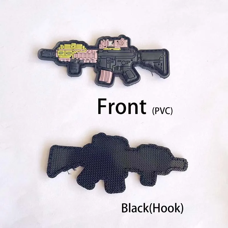 3D PVC Rubber Morale Patches Mini Weapon Pistol,Rifle Army Badge Stickers,Military Tactical Hook Patch For Backpack,Skill Tabs