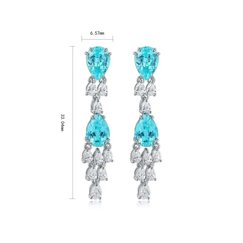 

RUIF 2024 Luxury Design S925 Silver Earrings Lad Grown Paraiba Sapphire Wedding Party