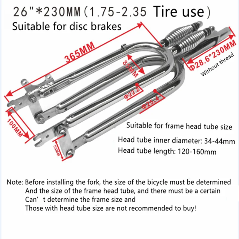 Indian Style Bicycle Front Fork, Disc Brake Type Shock Absorber, 700C, 26 in