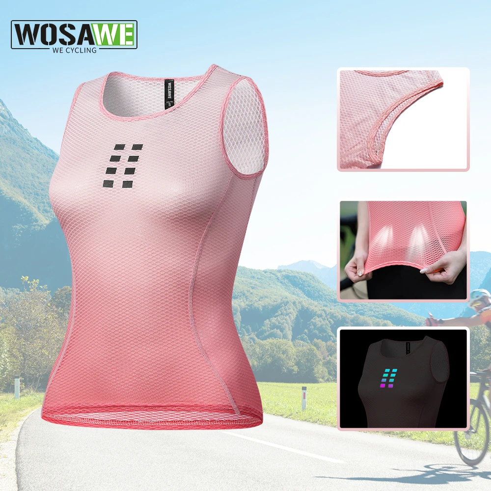 

WOSAWE Women Cycling Vest Mesh Breathable Quick Dry Cycling Base Layer Outdoor Sport Bicycle Sleeveless MTB Road Bike Jersey