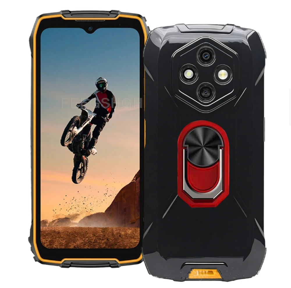 For Ulefone RugKing 4 Pro 6.56 inch Back Finger Ring Soft TPU Silicone Case For Ulefone RugKing 4 Pro Bracket Phone Cover