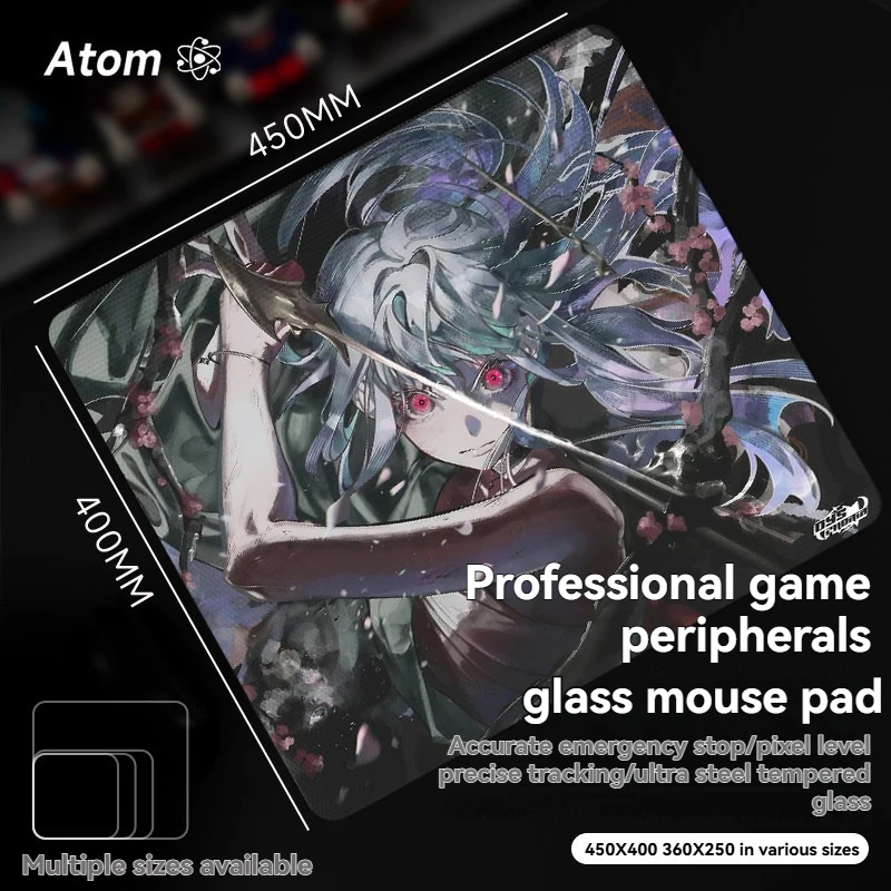 

Коврик для мыши из закаленного стекла с индивидуальной лазерной гравировкой, эргономичный настольный коврик для ПК и FPS-игр