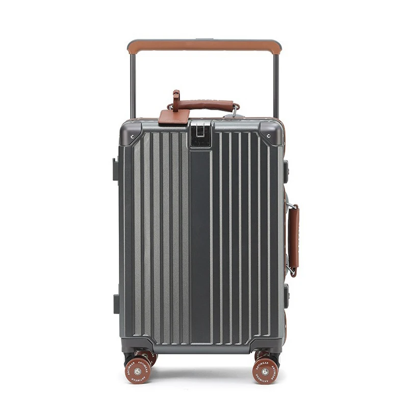 

New Wide Handle Suitcase Luggage with Cup Holder Suitcase Trip Cabin 20/24/26 Inch TSA Customs Lock Travel Bags Leather box