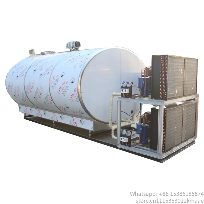 2000L Horizontal Stainless Steel Milk Cooling Tank with Truck-Mounted Chilling System 304