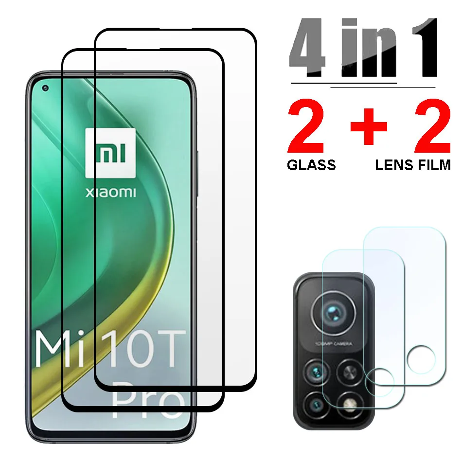 4 in 1 Tempered Glass For Xiaomi Mi 10T Lite Mi 9 9T Pro CC9 10T Screen Protector Lens Film For Xiaomi Mi 10T Pro Glass