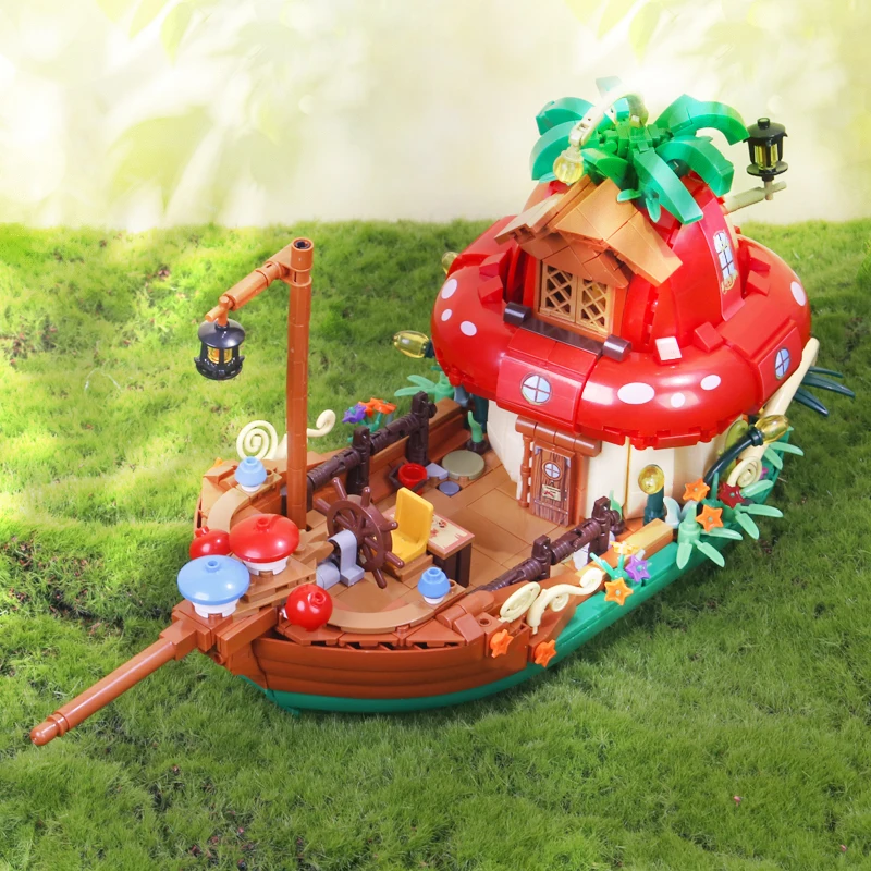 Creative Fairy Tales Mushroom House Boat City Street View Building Blocks Castle Model Mini Bricks Toys Kids Adult Gifts