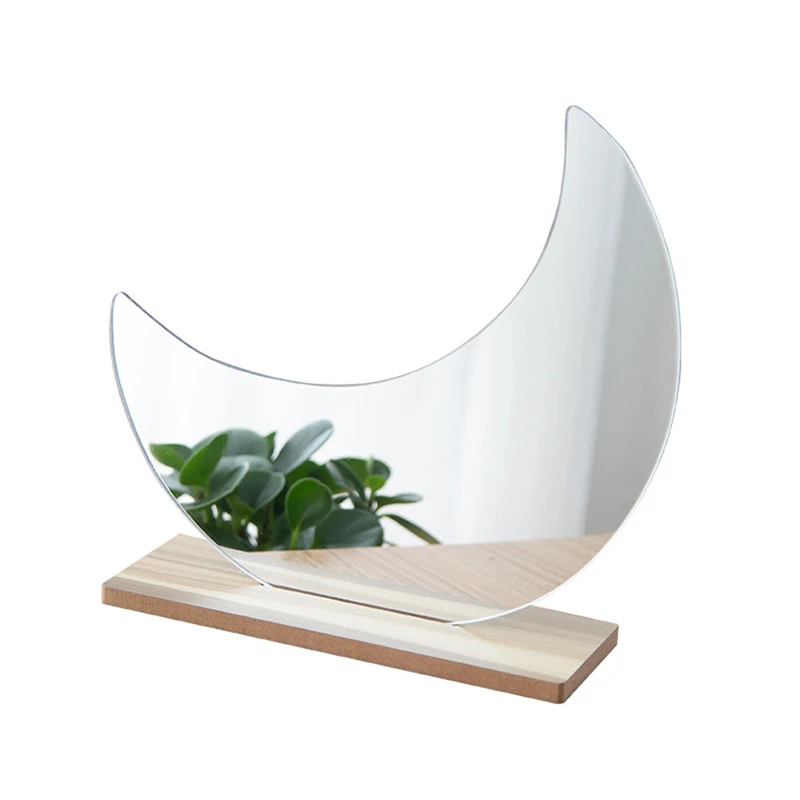 Không Đều Bàn Acrylic Gương Đế Gỗ, Bàn Trang Trí Gương Lật Số Để Bàn Gương Trang Điểm Cho Phòng Tắm