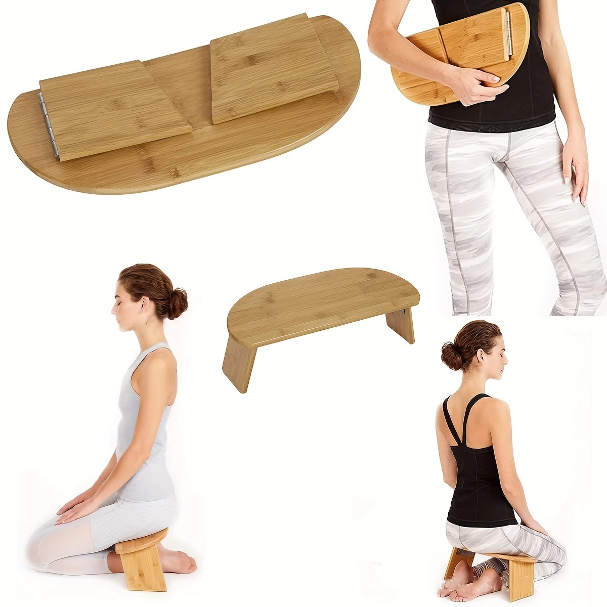 Portable Folding Kneeling Stool Posture Correcting Floor Chair Lightweight Meditation Reading Indoor Outdoor