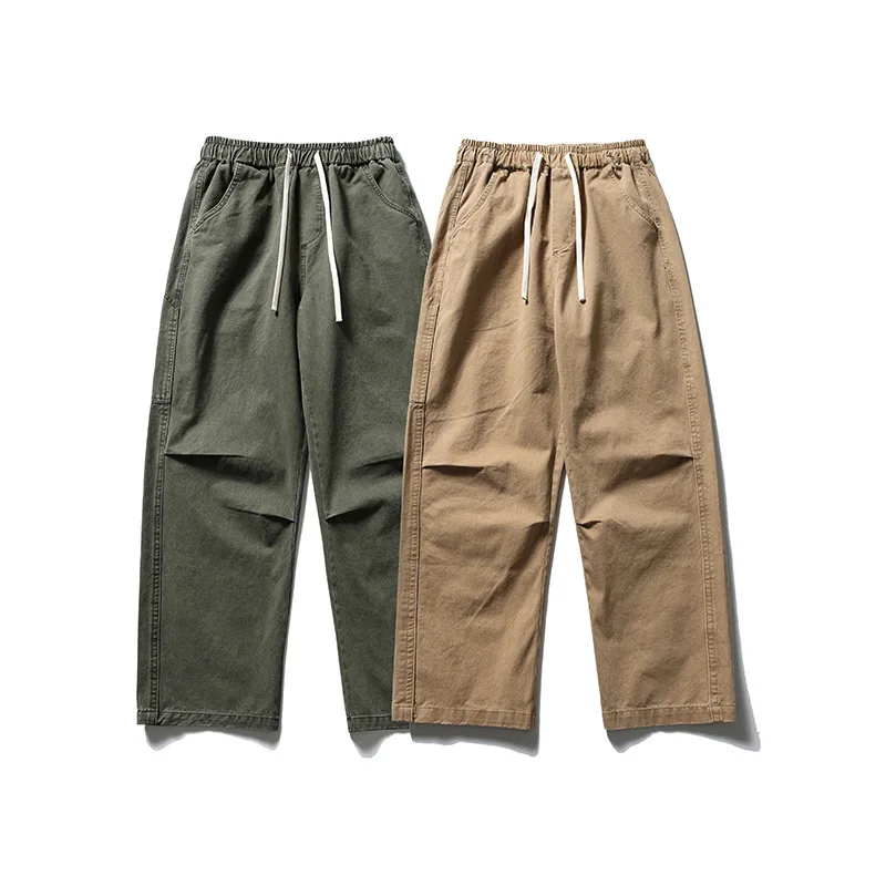 

Японские прямые повседневные брюки для мужчин, осенняя новинка, винтажные рабочие брюки свободного кроя, многокарманные, с эффектом потертости