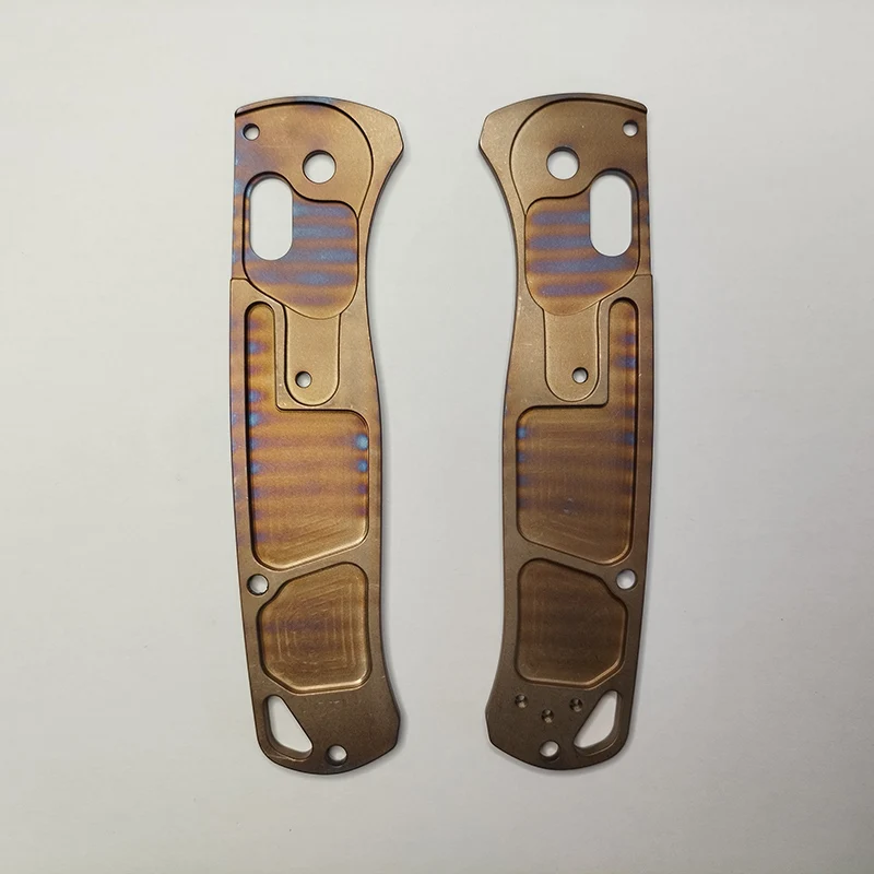 NEW Custom Roasted Titanium Alloy Knife Grip Handle Scales For Genuine Benchmade 535 Bugout Knives DIY Make Accessories Part